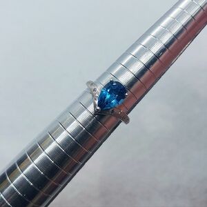 3ct London Blue Topaz Chevron Ring In Sterling Silver W/ Natural Zircon Accents